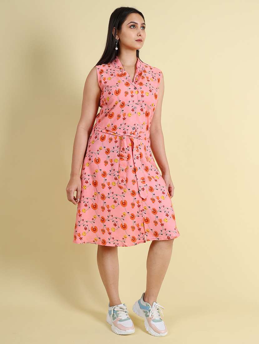 pink silk blend a-line dress - 21083023 - Standard Image - 3