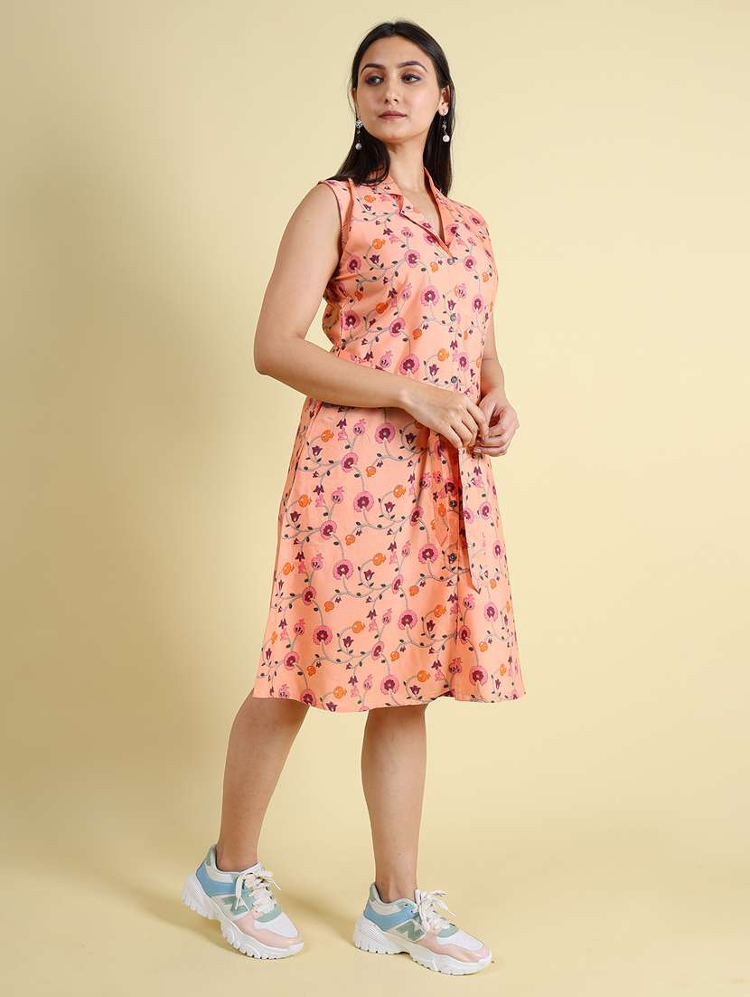 orange silk blend a-line dress - 21083025 - Standard Image - 3