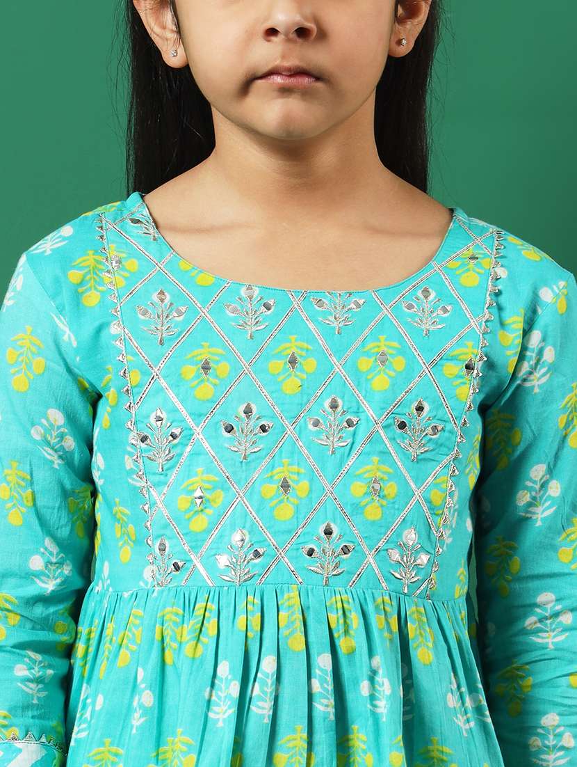 turquoise cotton kurta sharara set - 21083059 -  Standard Image - 5