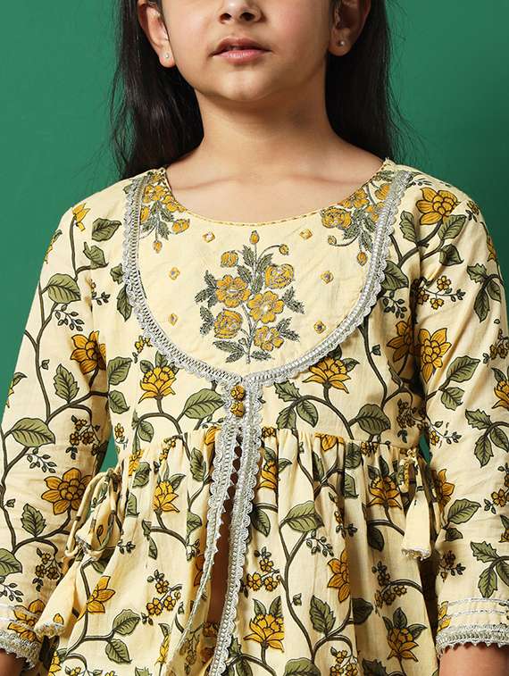 beige cotton kurta sharara set - 21083065 -  Standard Image - 5