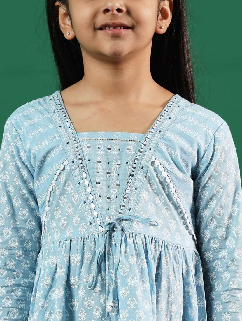light blue cotton kurta sharara set - 21083068 - Standard Image - 5