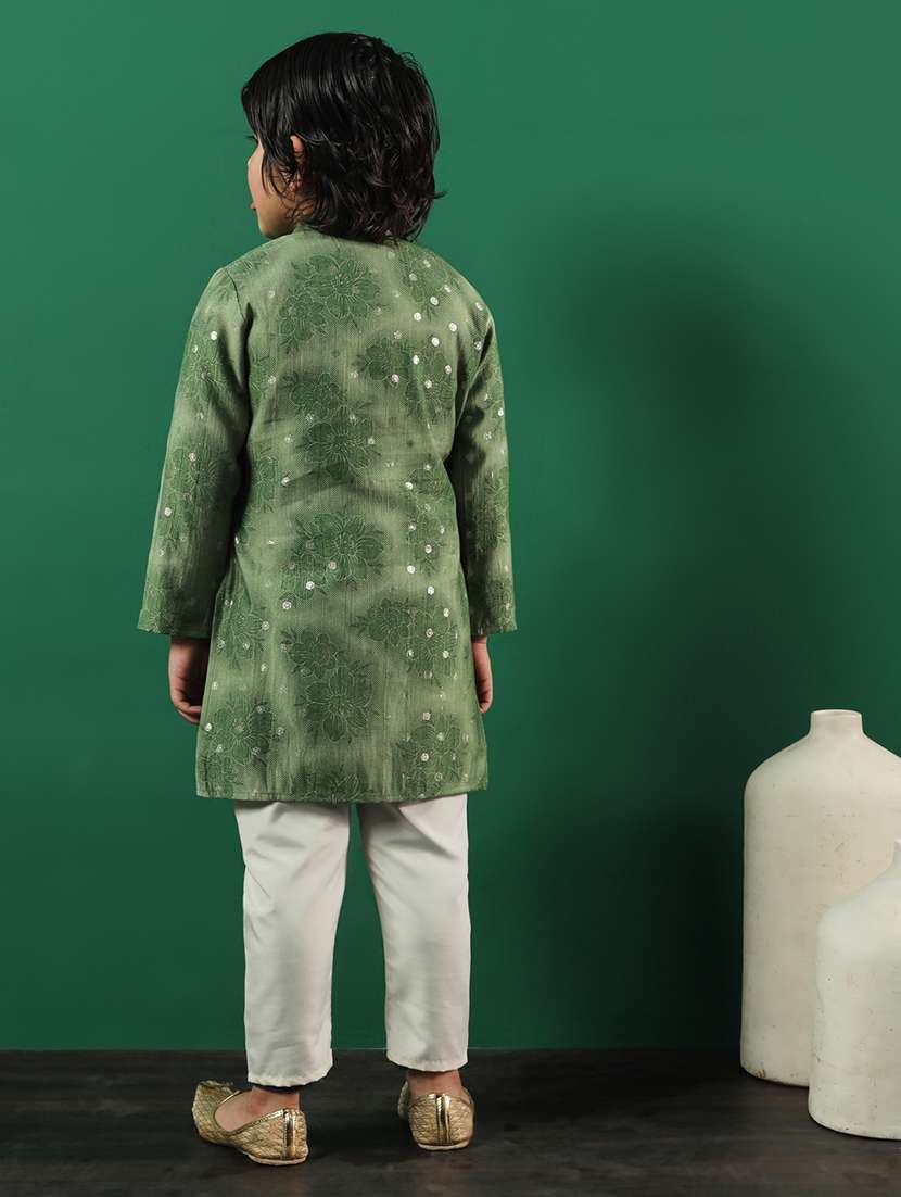 green coated kurta set - 21083073 - Standard Image - 3