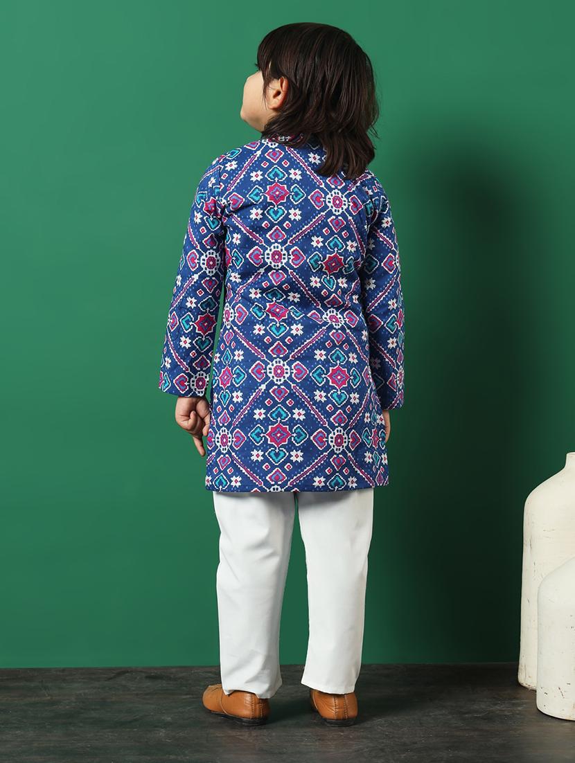 blue coated kurta set - 21083074 - Standard Image - 3