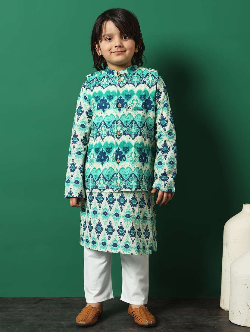 sea green coated kurta set - 21083080 - Standard Image - 3