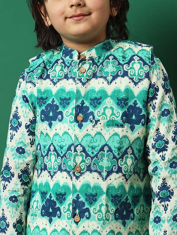 sea green coated kurta set - 21083080 - Standard Image - 5