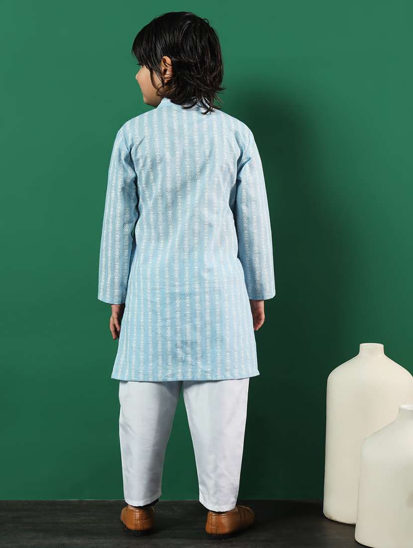 light blue coated kurta set - 21083084 - Standard Image - 3