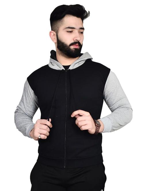 men hood neck color block sweatshirt - 21083115 - Standard Image - 0