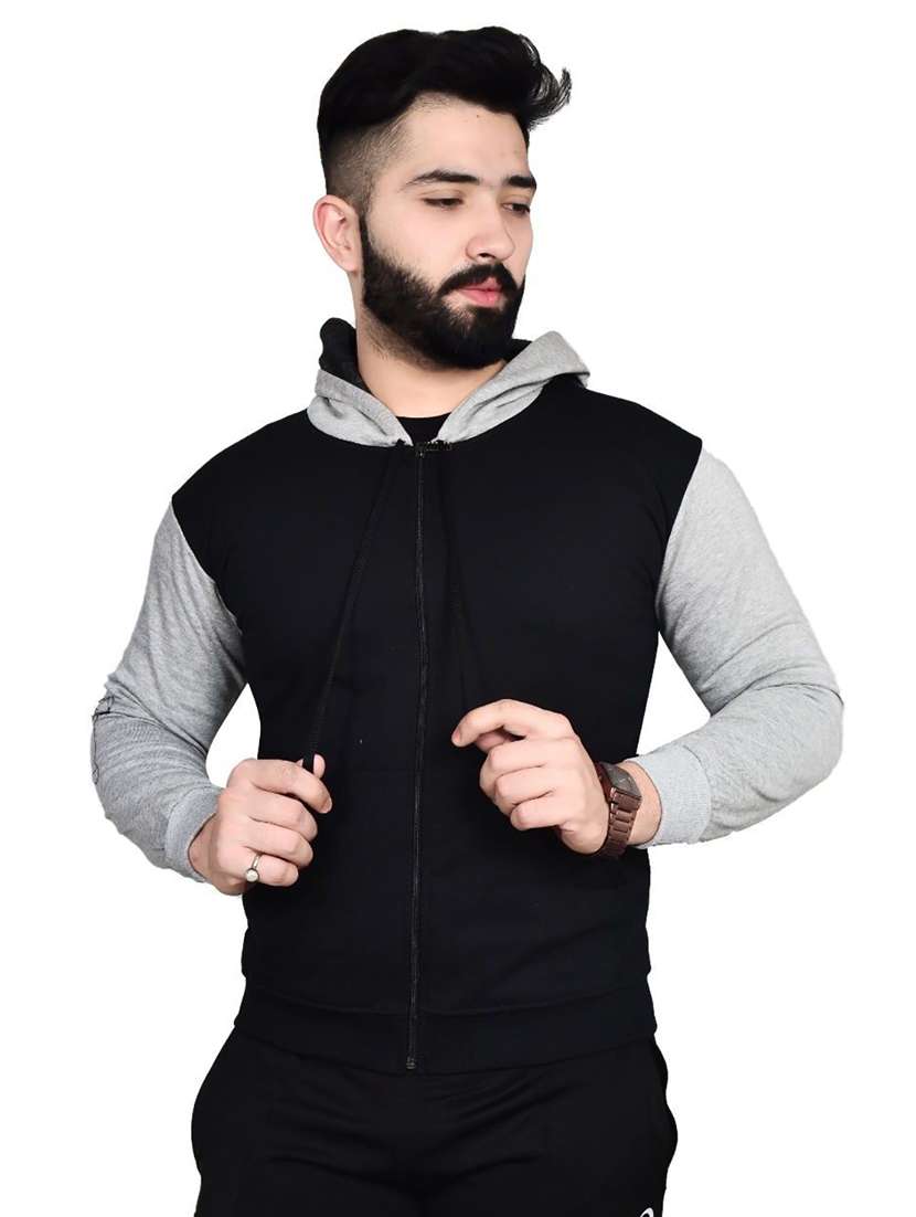 men hood neck color block sweatshirt - 21083115 - Zoom Image - 0