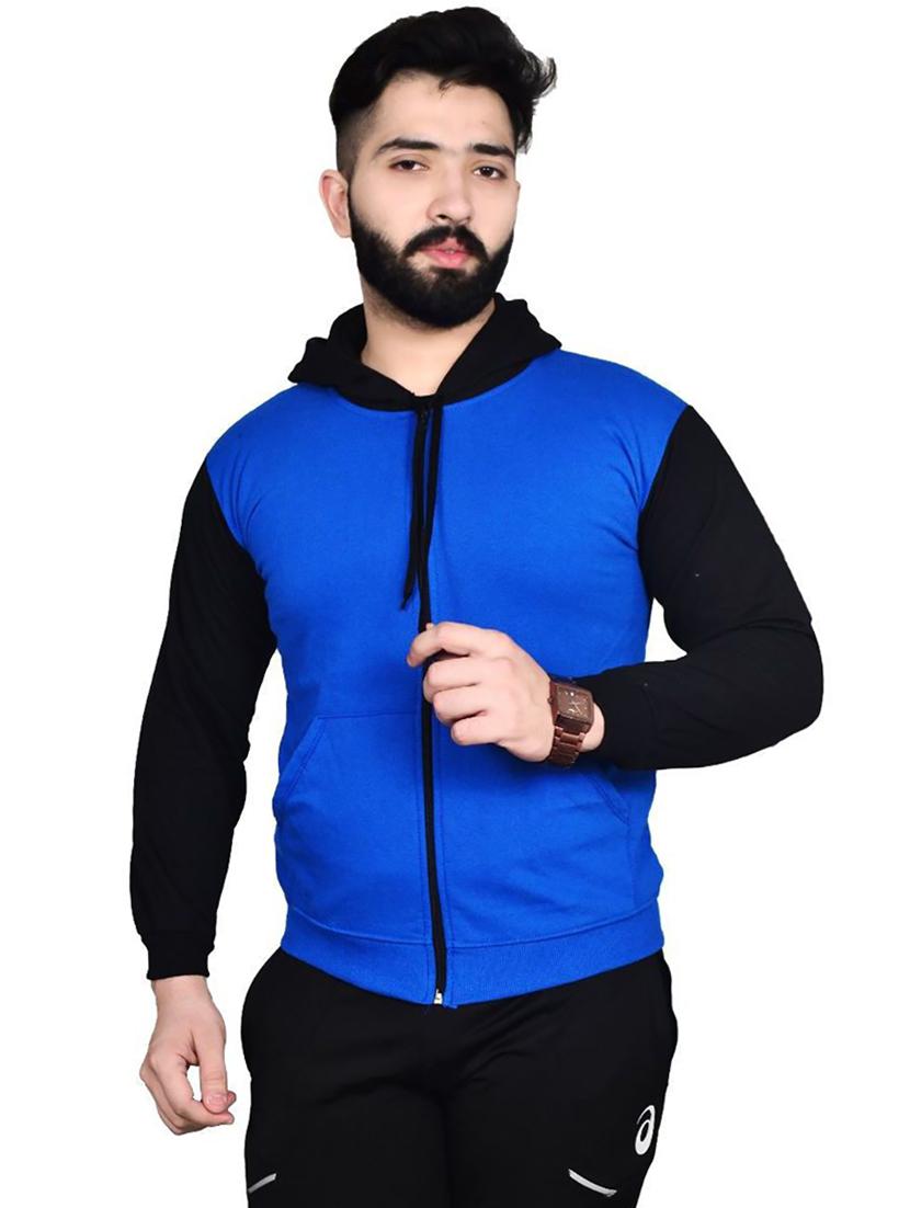men hood neck color block sweatshirt - 21083117 - Zoom Image - 0