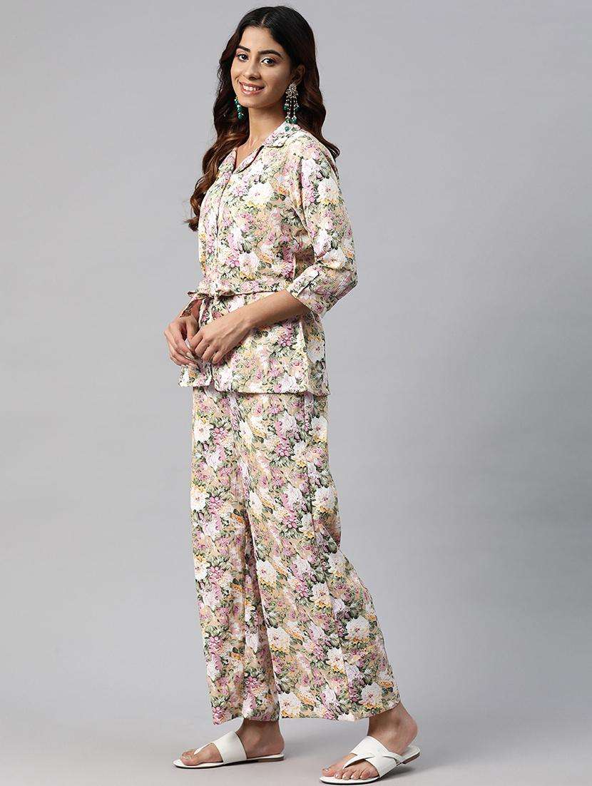 women three quarter sleeve ethnic co-ord set - 21083463 -  Standard Image - 3