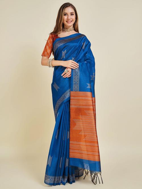 women blue self design maheshwari saree - 21083535 -  Standard Image - 0