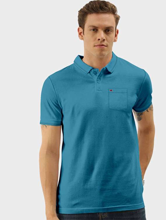 men solid short sleeve polo t-shirt - 21092340 - Zoom Image - 0