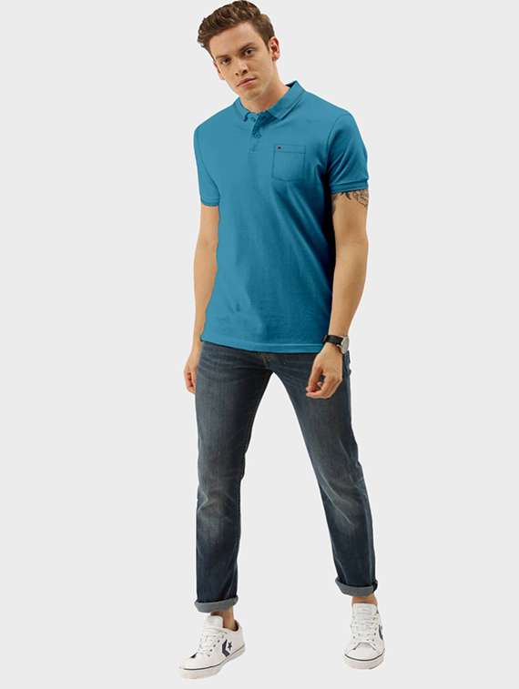 men solid short sleeve polo t-shirt - 21092340 - Standard Image - 3