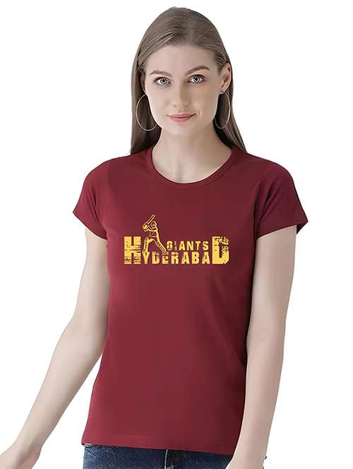 women round neck chest print t-shirt - 21092409 - Standard Image - 0