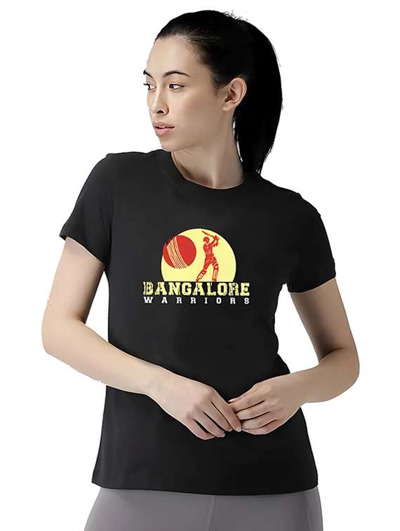 women round neck chest print t-shirt - 21092413 - Zoom Image - 0