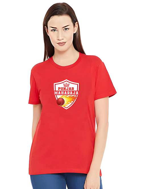 women round neck chest print t-shirt - 21092415 -  Standard Image - 0