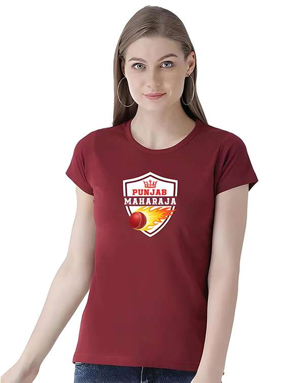 women round neck chest print t-shirt - 21092416 - Zoom Image - 0