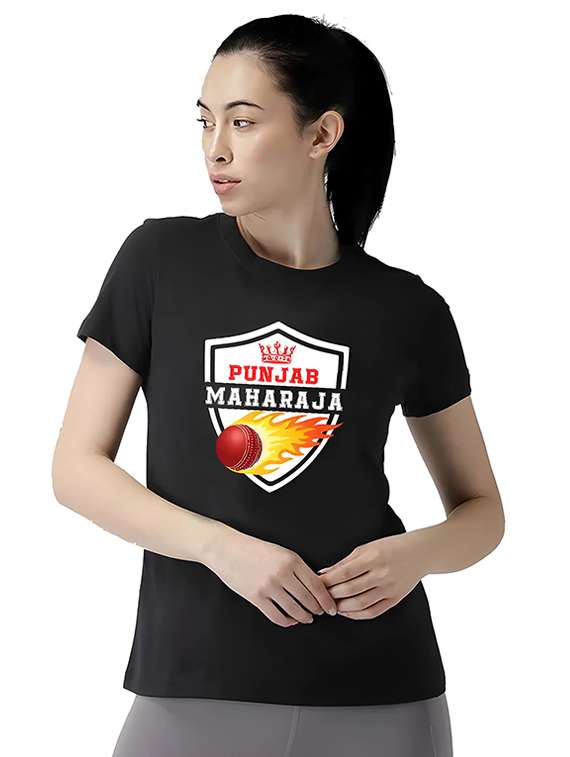 women round neck chest print t-shirt - 21092417 - Zoom Image - 0