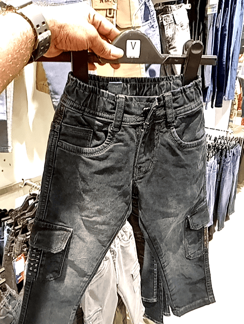 dark grey cotton knitted denim jean - 21092714 - Zoom Image - 0