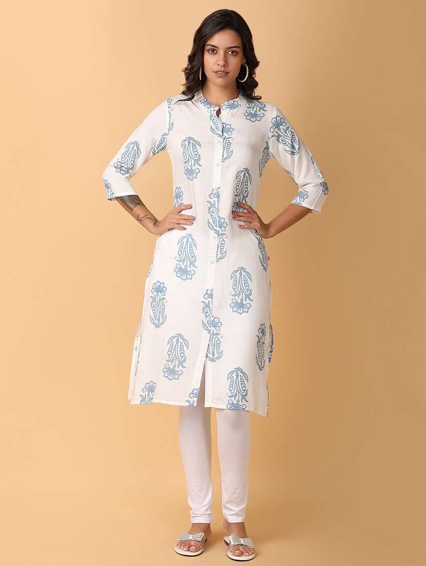 women three quarter sleeve straight kurta