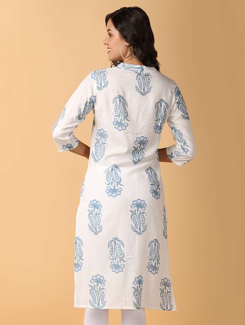 women three quarter sleeve straight kurta - 21092740 - Standard Image - 3