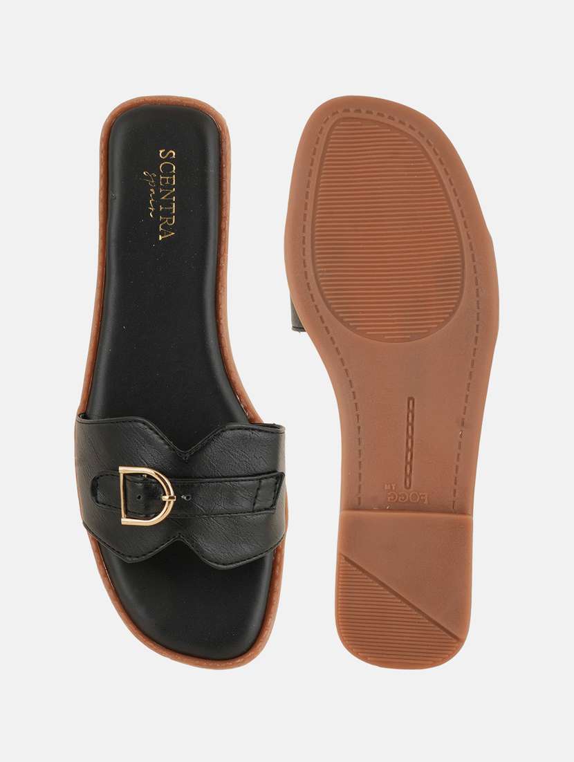 black synthetic slip on sandals - 21093653 -  Standard Image - 3