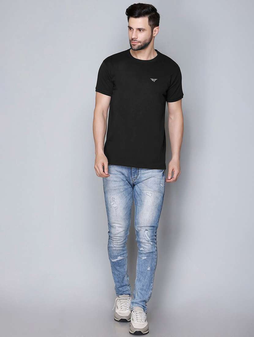 black cotton plain tshirt - 21093692 -  Standard Image - 3