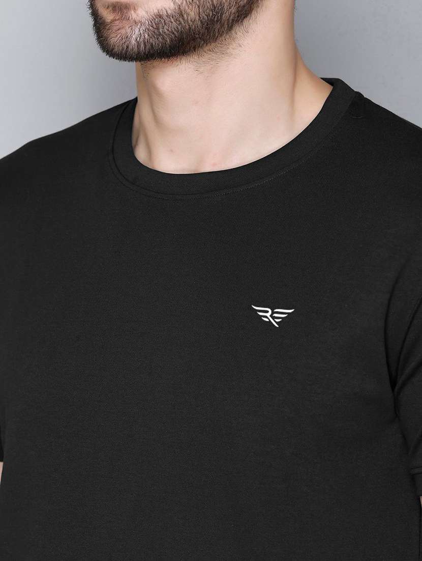 black cotton plain tshirt - 21093692 -  Standard Image - 3