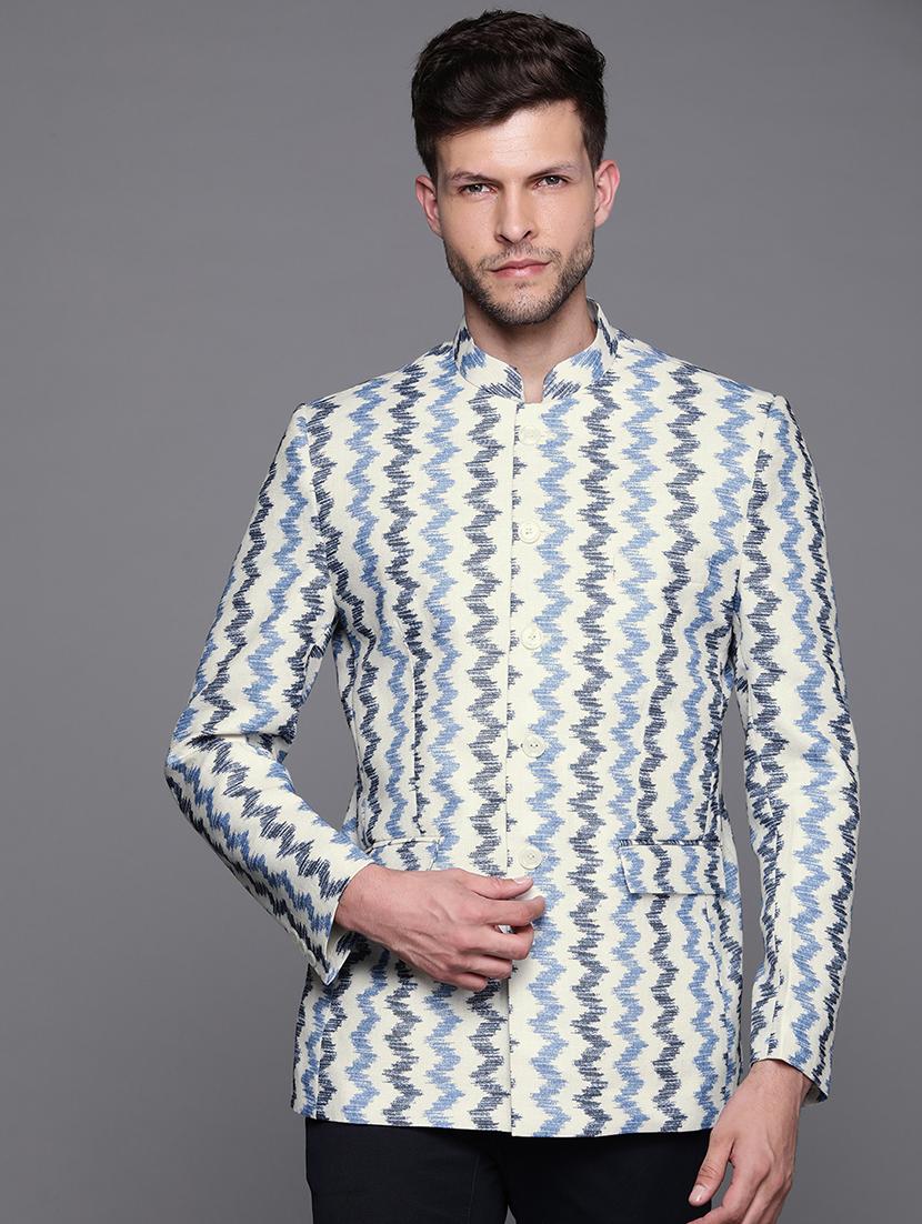 men printed bandhgalas blazer - 21093929 -  Zoom Image - 0