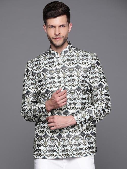 men printed bandhgalas blazer - 21093932 -  Standard Image - 0