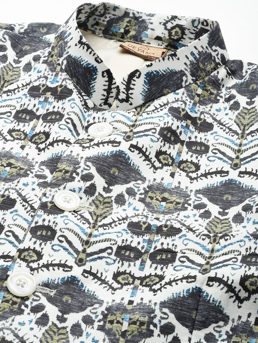 men printed bandhgalas blazer - 21093932 - Standard Image - 3