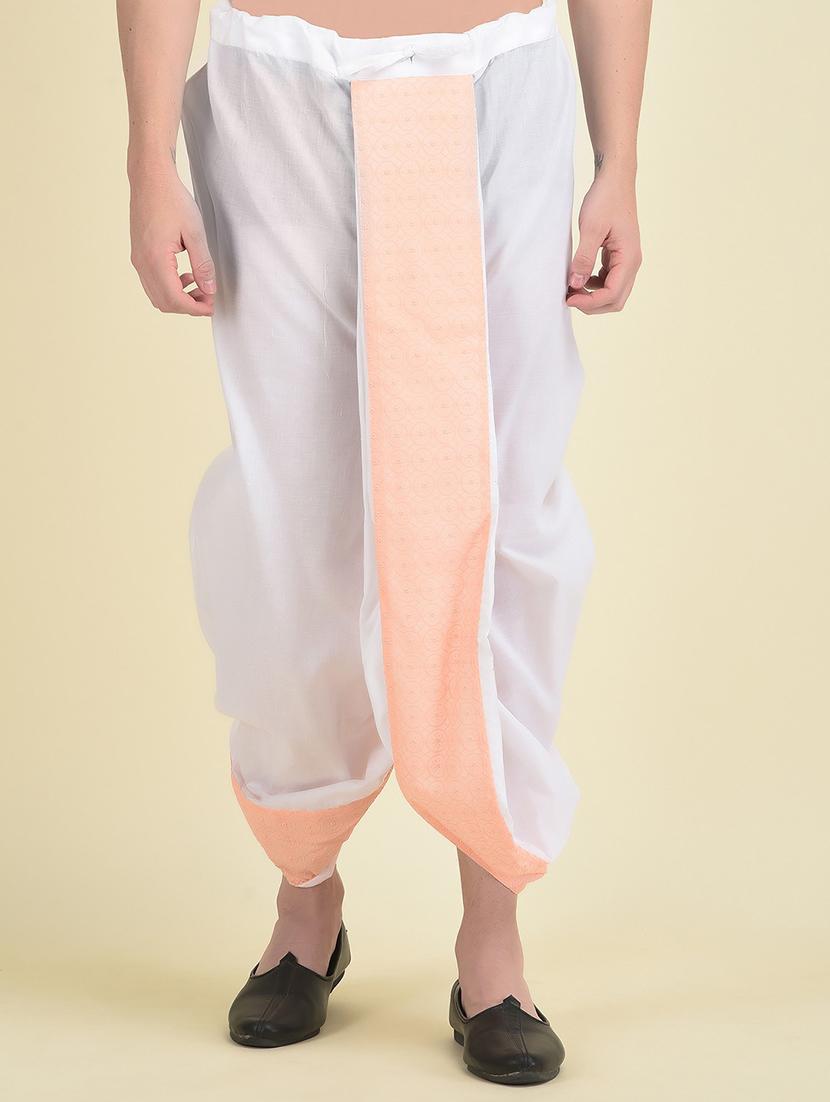 men solid with work mid rise dhoti - 21093962 - Zoom Image - 0