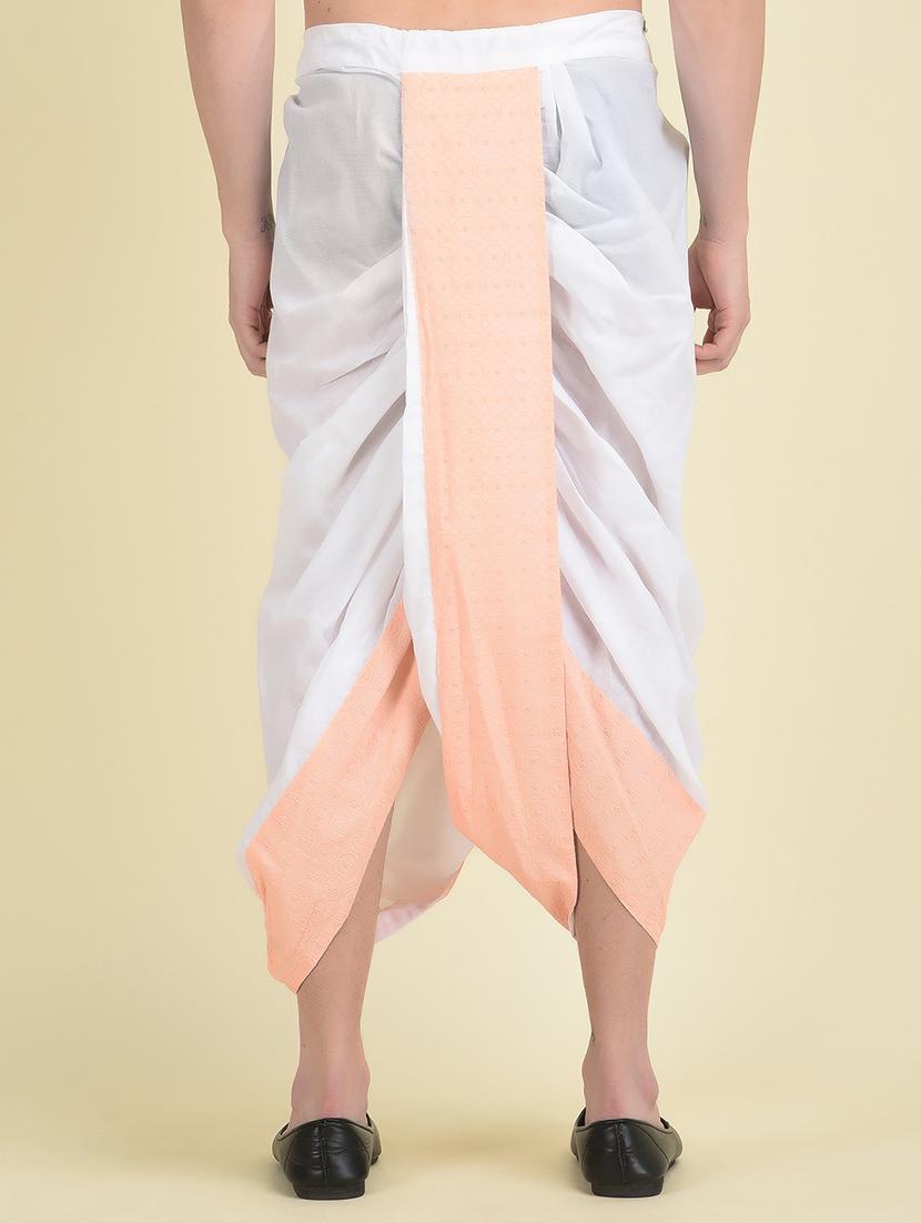 men solid with work mid rise dhoti - 21093962 - Standard Image - 3