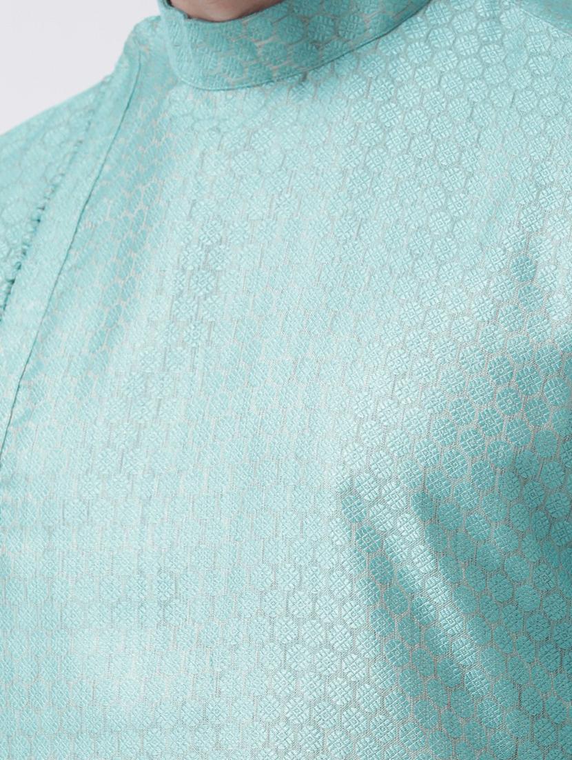 men solid cotton blend kurta churidar ethnic wear set - 21096712 - Standard Image - 3