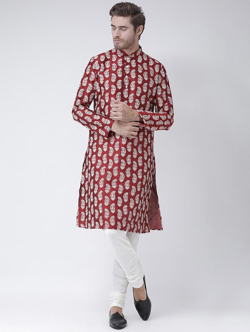 men long sleeve printed kurta churidar ethnic wear set - 21096788 - Zoom Image - 0