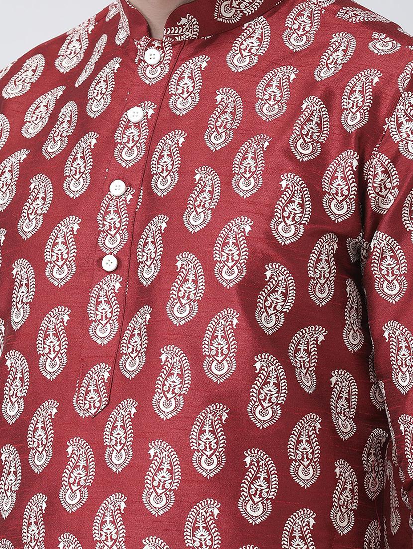 men long sleeve printed kurta churidar ethnic wear set - 21096788 - Standard Image - 3