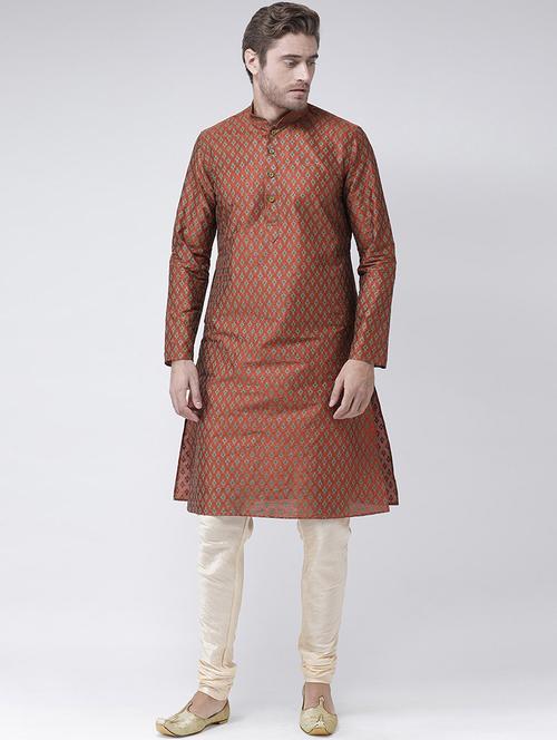 men long sleeve self-designed kurta churidar ethnic wear set - 21096801 -  Standard Image - 0