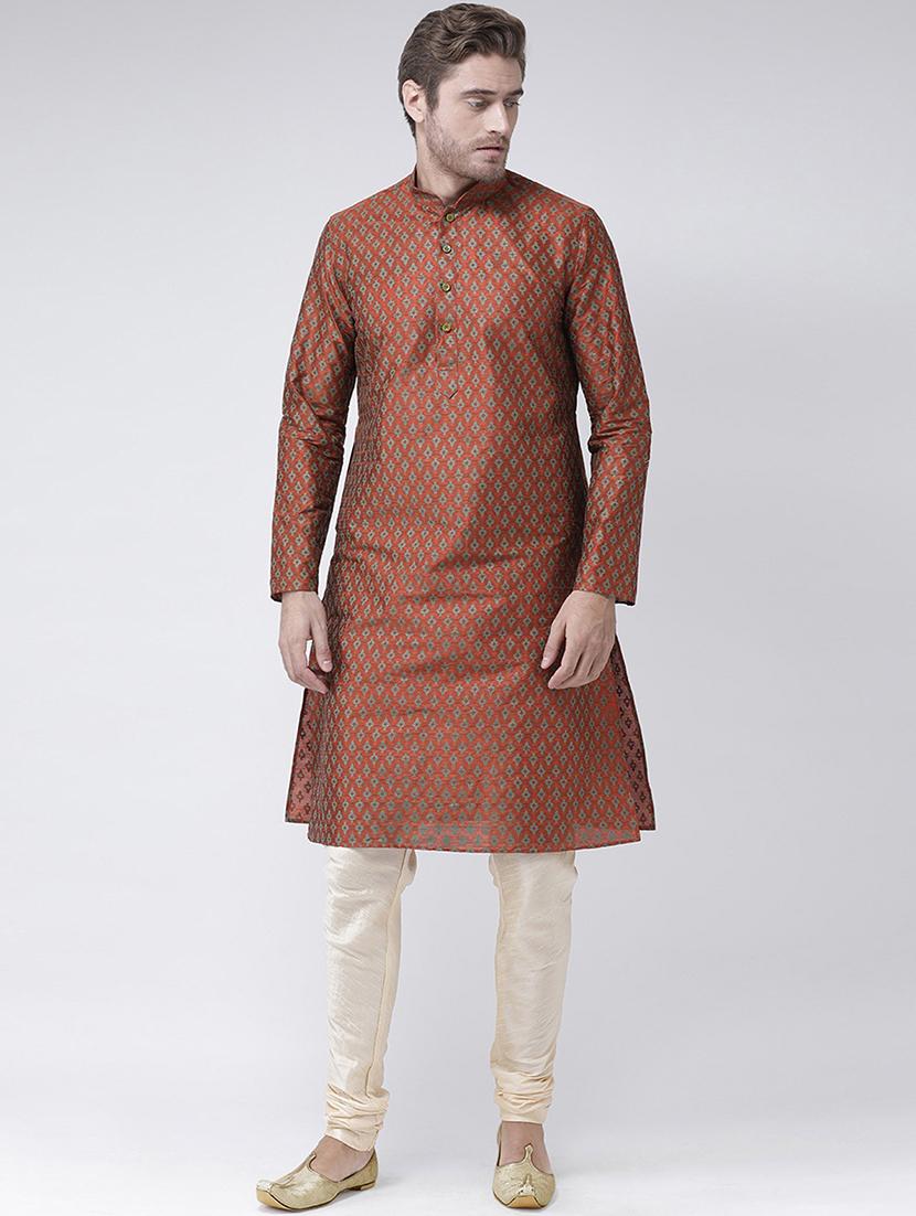 men long sleeve self-designed kurta churidar ethnic wear set - 21096801 -  Zoom Image - 0