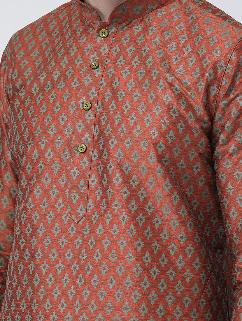 men long sleeve self-designed kurta churidar ethnic wear set - 21096801 - Standard Image - 3