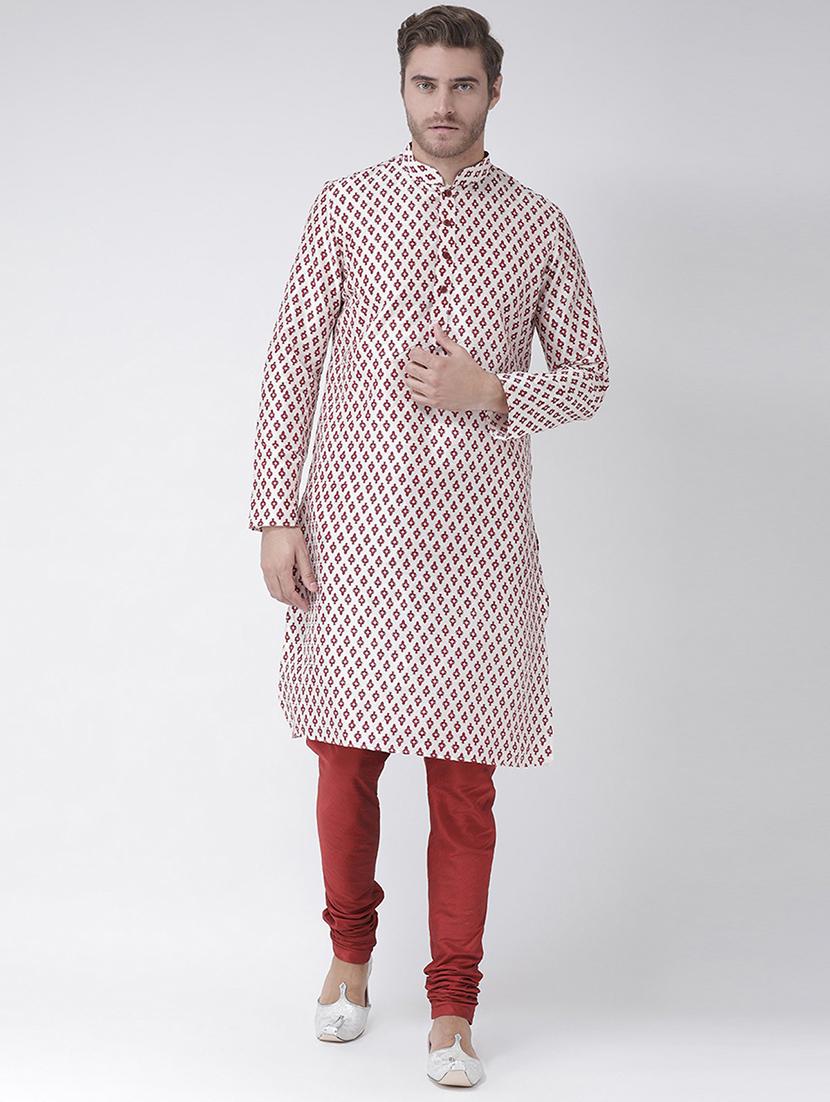 men long sleeve self-designed kurta churidar ethnic wear set - 21096818 - Zoom Image - 0