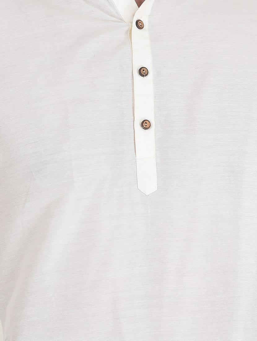 men solid white kurta & trouser set - 21096900 - Standard Image - 3