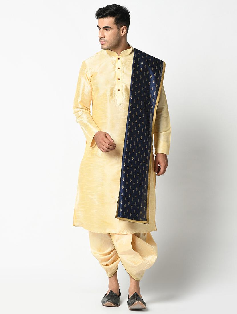 men solid dhoti kurta ethnic wear set - 21096902 - Zoom Image - 0