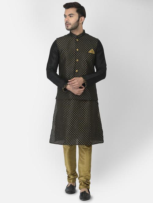 men long sleeve printed kurta churidar ethnic wear set - 21096922 - Standard Image - 0