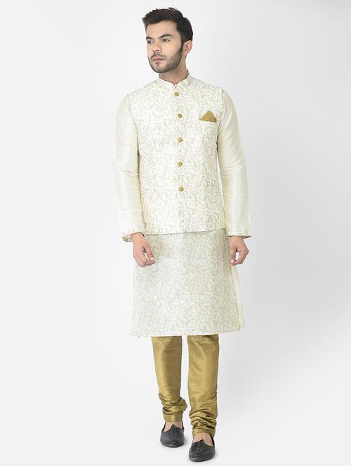 men long sleeve self-designed kurta churidar ethnic wear set - 21096923 - Standard Image - 0