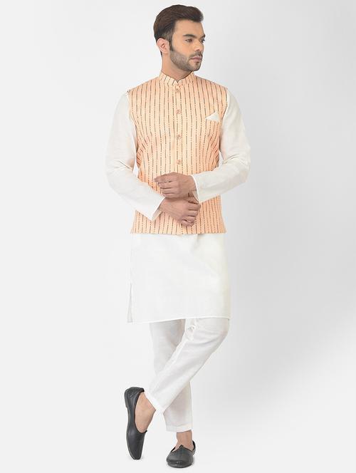 men mandarin neck kurta bottom with jacket - 21096931 - Standard Image - 0
