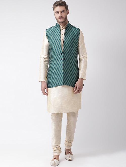 men mandarin neck kurta churidar with jacket - 21097204 - Standard Image - 0