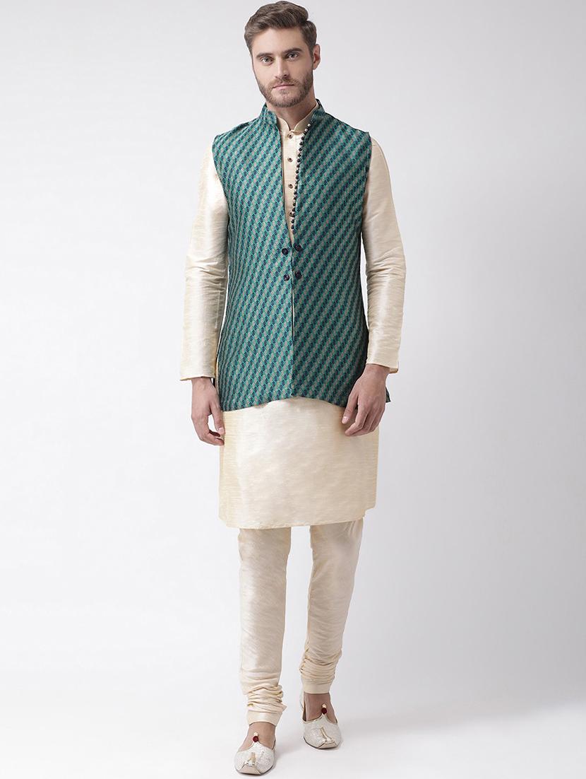 men mandarin neck kurta churidar with jacket - 21097204 - Zoom Image - 0