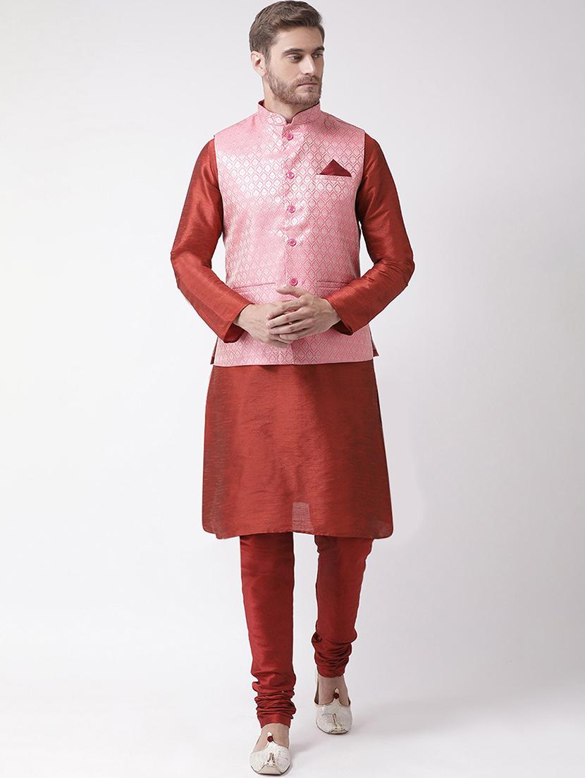 men mandarin neck kurta churidar with jacket - 21097243 - Zoom Image - 0
