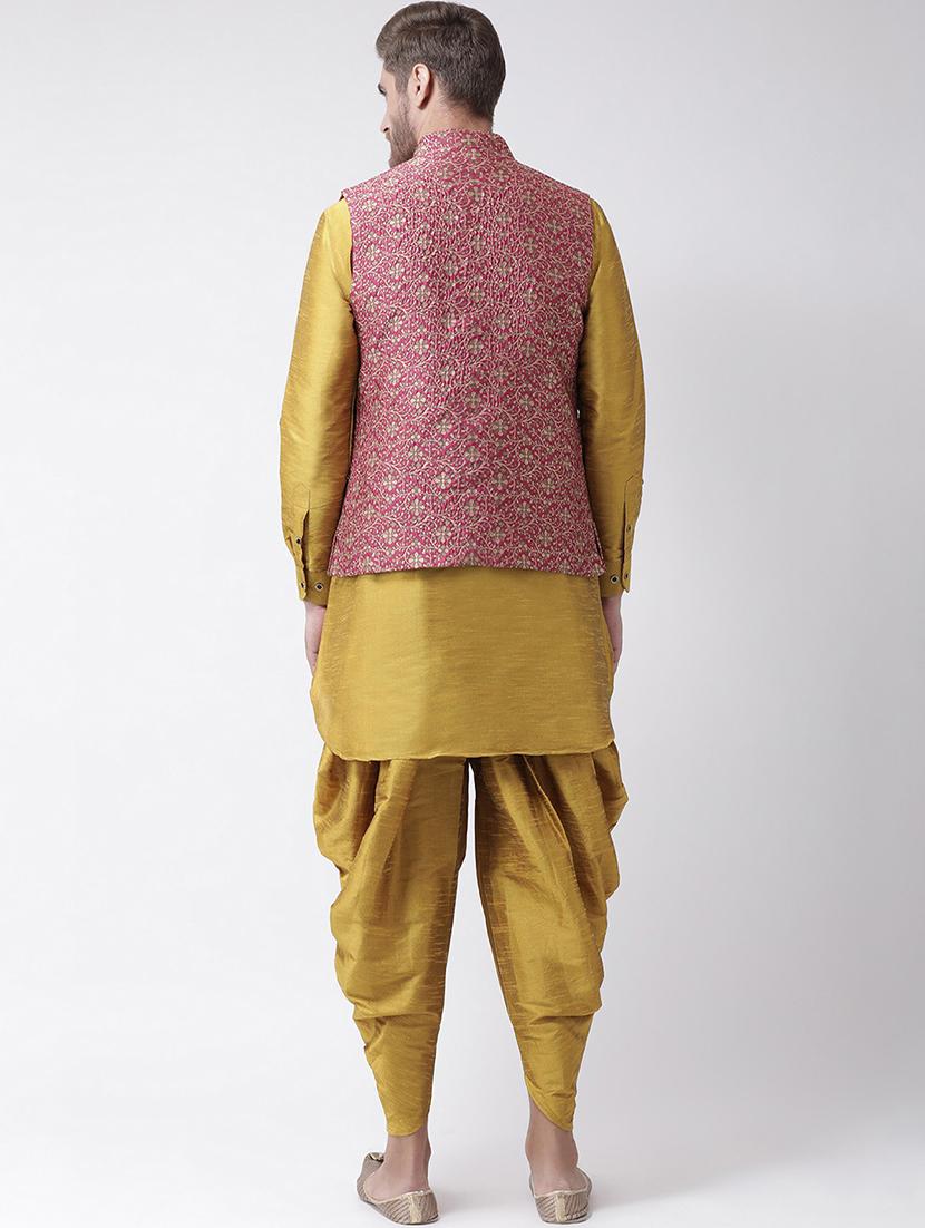 men mandarin neck kurta dhoti with jacket - 21097444 - Standard Image - 3