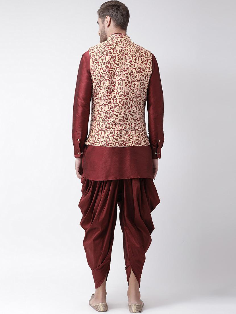 men mandarin neck kurta bottom with jacket - 21097589 - Standard Image - 3
